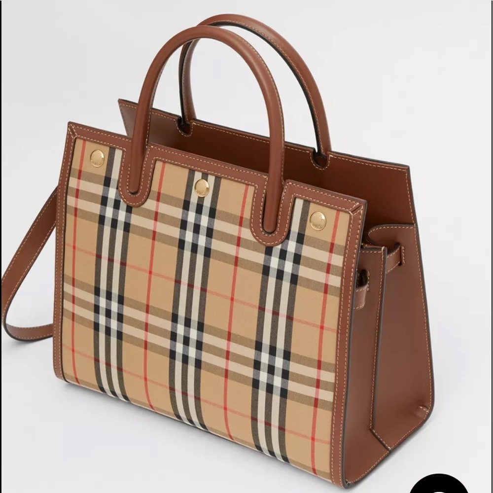Authentic Burberry Vintage CheckTwo-Handle Title Bag
